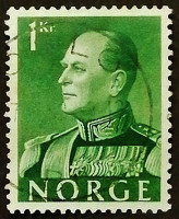 Почтовая марка (1 kr.). "Король Олав V". 1969 год, Норвегия.