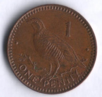 Монета 1 пенни. 1988(AB) год, Гибралтар.