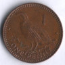 Монета 1 пенни. 1988(AB) год, Гибралтар.