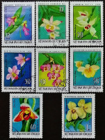 Набор почтовых марок (8 шт.). "Орхидеи". 1976 год, Вьетнам.
