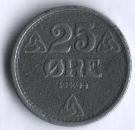 Монета 25 эре. 1944 год, Норвегия.