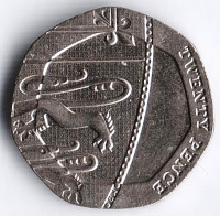 Монета 20 пенсов. 2015 год, Великобритания.