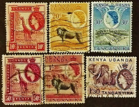 Набор марок (6 шт.). "Королева Елизавета II". 1954-1957 годы, Британская Восточная Африка.