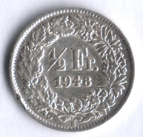 1/2 франка. 1948 год, Швейцария.