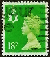 Почтовая марка (18 p.). "Королева Елизавета II". 1991 год, Северная Ирландия.