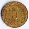 Монета 5 франков. 1962 год, Экваториальные Африканские Штаты.