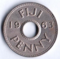 Монета 1 пенни. 1963 год, Фиджи.