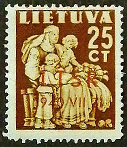 Марка почтовая. "Дети (LTSR)". 1940 год, Литва (ЛССР).