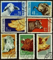 Набор почтовых марок (7 шт.). "Домашние животные". 1962 год, Румыния.