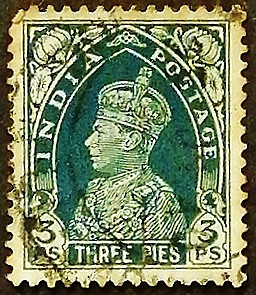 Почтовая марка. "Король Георг VI". 1937 год, Британская Индия.