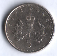 Монета 5 пенсов. 2006 год, Великобритания.