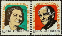 Набор марок (2 шт.). "Международный женский день". 1965 год, Куба.