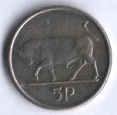 Монета 5 пенсов. 1993 год, Ирландия.