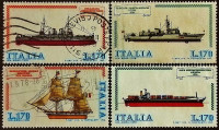 Набор почтовых марок (4 шт.). "Итальянское судостроение". 1978 год, Италия.