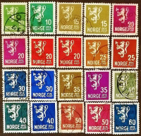 Набор почтовых марок (20 шт.). "Герб". 1923-1941 годы, Норвегия.