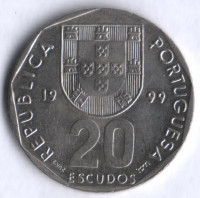Монета 20 эскудо. 1999 год, Португалия.