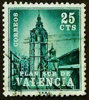 Почтовая марка. "Башня Мигелете". 1966 год, Испания.