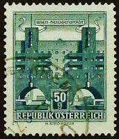 Почтовая марка. "Жилой комплекс "Карл Маркс Хоф" (Вена-Хайлигенштадт)". 1959 год, Австрия.