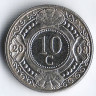 Монета 10 центов. 2008 год, Нидерландские Антильские острова.