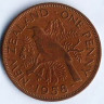 Монета 1 пенни. 1958 год, Новая Зеландия.