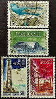 Набор почтовых марок (4 шт.). "Архитектурные достижения". 1959 год, Франция.