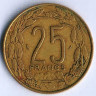 Монета 25 франков. 1982 год, Центрально-Африканские Штаты.