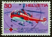 Почтовая марка. "Швейцарская воздушная спасательная служба". 1972 год, Швейцария.