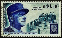 Почтовая марка. "Маршал Латр де Тассиньи". 1970 год, Франция.