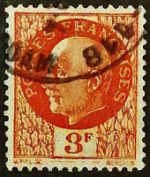 Почтовая марка (3 f.). "Маршал Филипп Петен". 1941 год, Франция.