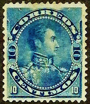 Почтовая марка (10 c.). "Симон Боливар". 1893 год, Венесуэла.