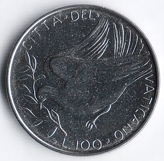 Монета 100 лир. 1971 год, Ватикан.