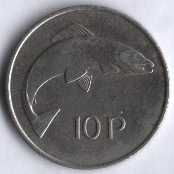 Монета 10 пенсов. 1974 год, Ирландия.