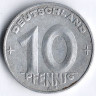 Монета 10 пфеннигов. 1953 год (Е), ГДР.