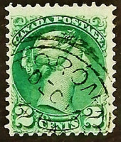 Почтовая марка (2 c.). "Королева Виктория". 1872 год, Канада.