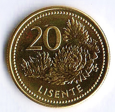 Монета 20 лисенте. 2018 год, Лесото.