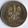 Монета 2 злотых. 2010 год, Польша. Летучая мышь.