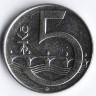 Монета 5 крон. 1995(m) год, Чехия.