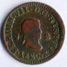 Монета 2 мараведи. 1820(J) год, Испания.