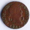 Монета 2 мараведи. 1832 год, Испания.