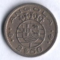 Монета 2,5 эскудо. 1968 год, Ангола (колония Португалии).