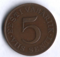 5 сентов. 1931 год, Эстония.