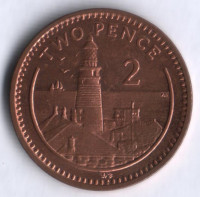 Монета 2 пенса. 1999 год, Гибралтар.