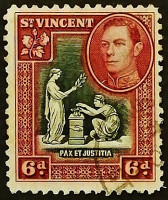 Почтовая марка. "Король Георг VI". 1938 год, Сент-Винсент и Гренадины.