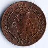 Монета 1 цент. 1878 год, Нидерланды.