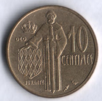 Монета 10 сантимов. 1962 год, Монако.