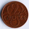 Монета 2 гроша. 1931 год, Польша.