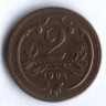 Монета 2 геллера. 1904 год, Австро-Венгрия.
