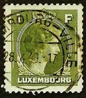 Почтовая марка (1 fr.). "Великая герцогиня Шарлотта". 1944 год, Люксембург.