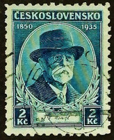Почтовая марка (2 kr.). "Томаш Масарик, 85 лет со дня рождения". 1935 год, Чехословакия.