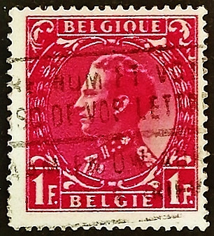 Почтовая марка (1 fr.). "Король Леопольд III". 1935 год, Бельгия.